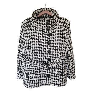 Jennyfer.J Houndstooth Black and White Belted Jacket Size 2X